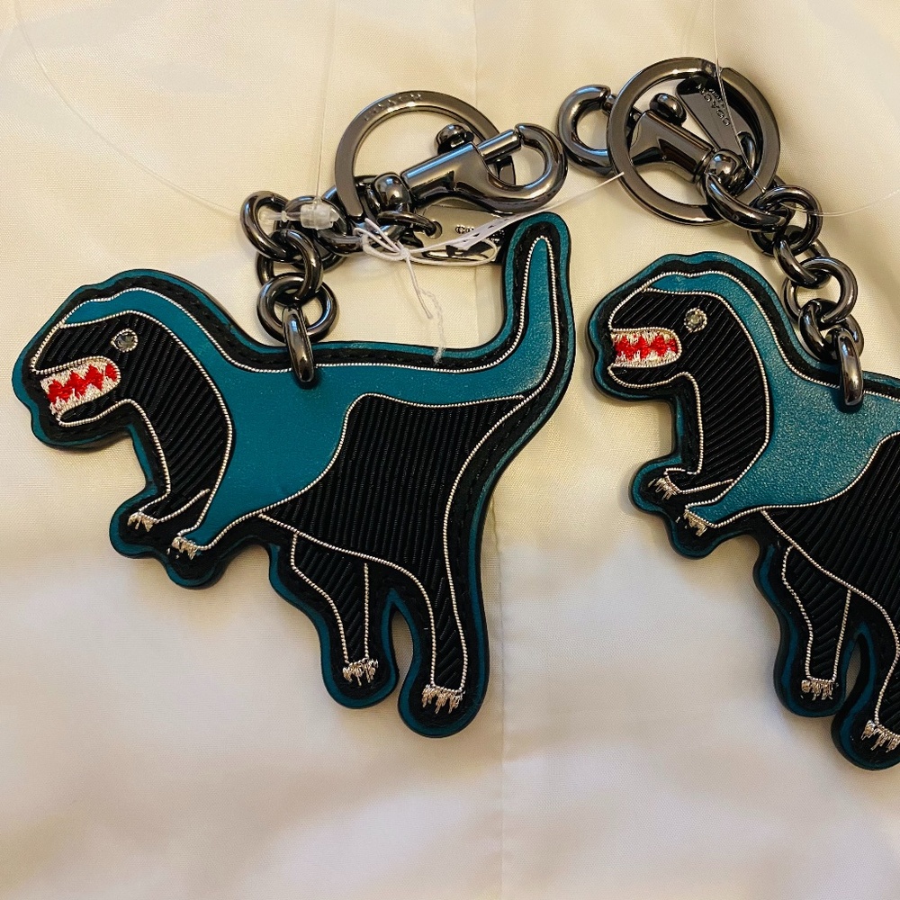 COACH REXY DINOSAUR Embroidered Key Fob Key Chain